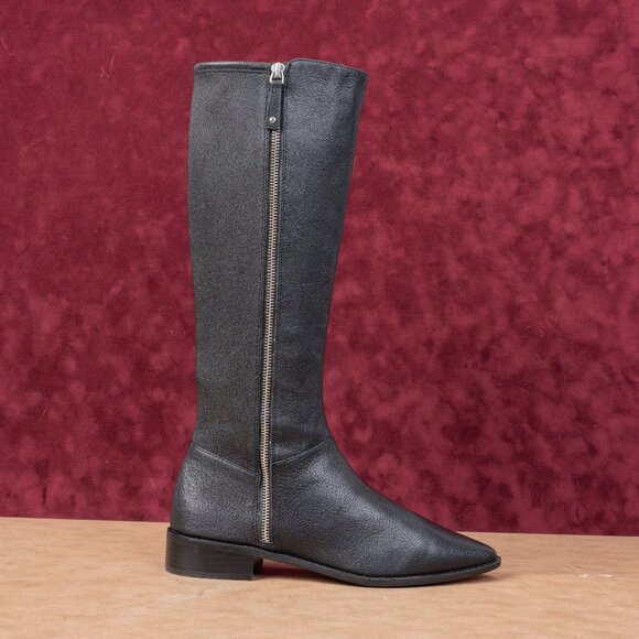 Linea Paolo Women Jackie Dress Office Black Leather Zip Fashion Tall Boots 9 - Picture 4 of 10